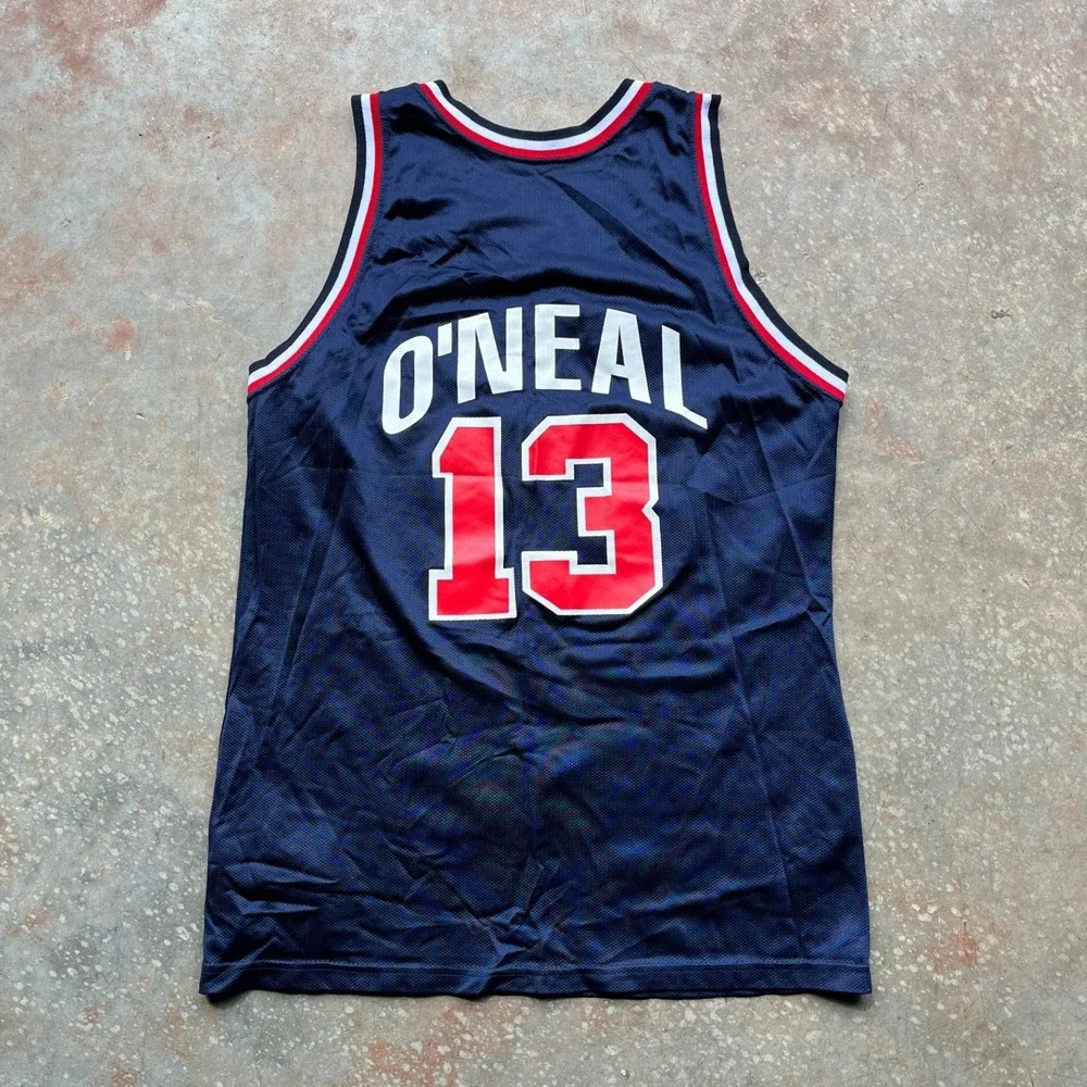 Vintage Champion Shaq O'Neal USA Basketball Jersey 13 Navy Mens 44 Large 90s - Picture 2 of 7